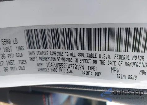 2015 Jeep Cherokee Trailhawk from USA, damaged, VIN 1C4PJMBB2FW770174